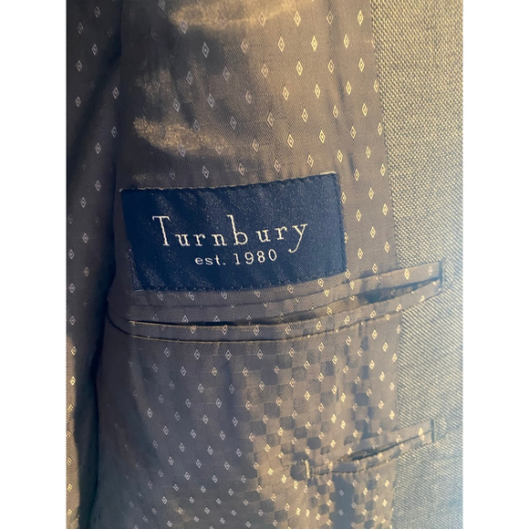 Turnbury Silk Wool Blazer Mens 41R Gray Sport Coat Tailored Jacket - Picture 5 of 6